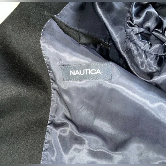 Nautica 46R Wool-Silk-Cashmere Men's Sport Coat Blazer 2 Button. Jet Black NWOT